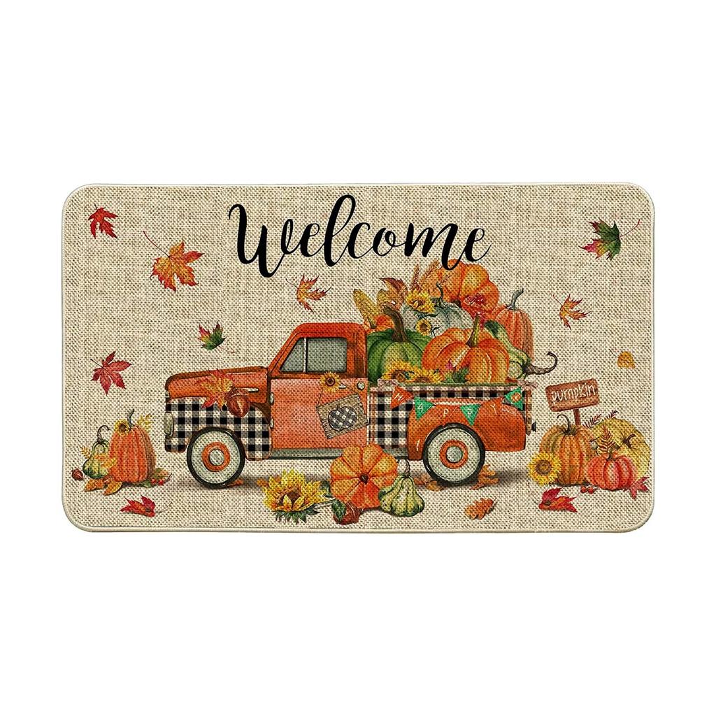 Autumn Decorative Doormat Crystal Velvet Material Non-Slip Design Ideal for Entrances, Foyers, and Bathrooms