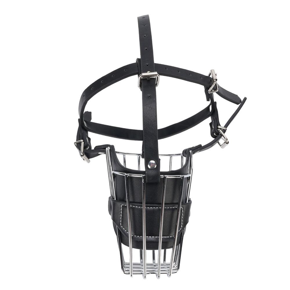 Iron Frame Large Dog Muzzle Adjustable Strap Bite Proof Muzzle Dog Mouth Cover  Grooming Care