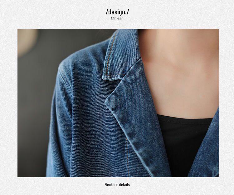 Women's Plus Size Stylish Denim Jacket - Versatile Casual Short Suit for Spring and Autumn