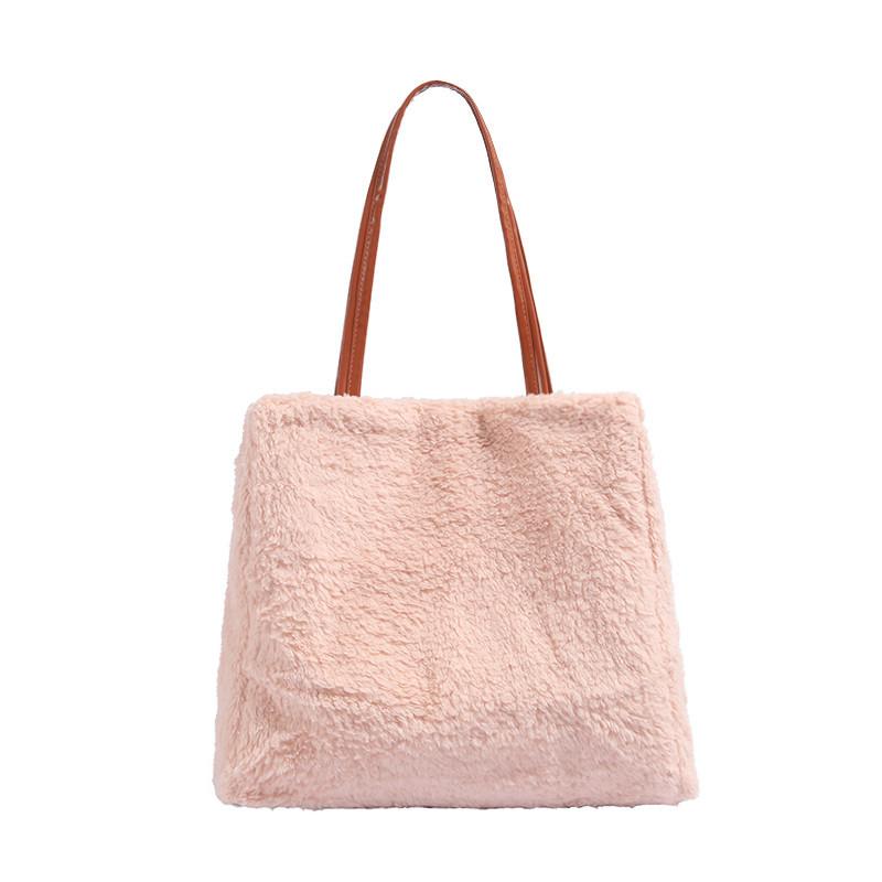 Autumn Winter Bags 2024 New Furry Bags Large Capacity Bucket Bags Niche Handbags Simple Shoulder Tote Bags