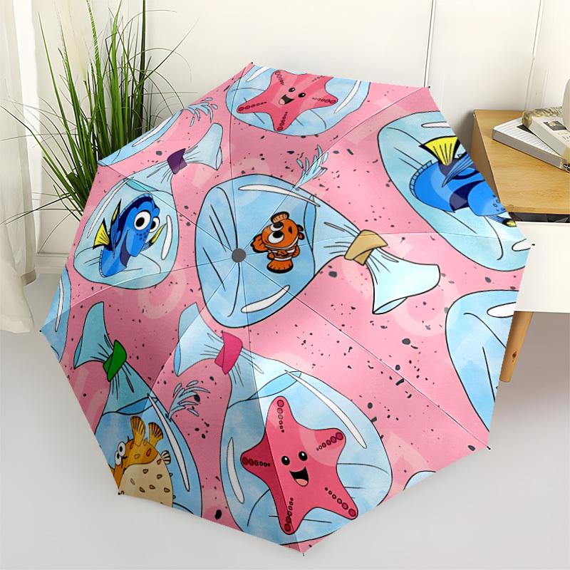 

1pc Ocean Friends Automatic Opening and Closing Folding Umbrella with 8 Iron Ribs - Portable, Foldable for Travel yy251124042