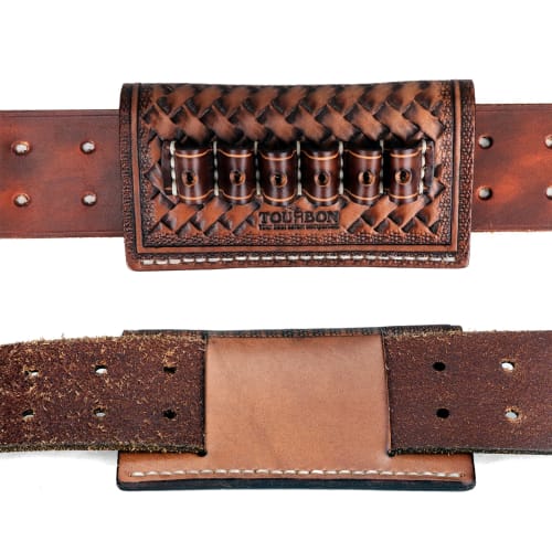 TOURBON Cartridge Holder Belt Ammo Holder for .38, .357, .44, and .45 Pistols and Revolvers, Holds 6 Rounds, Perfect for Airsoft