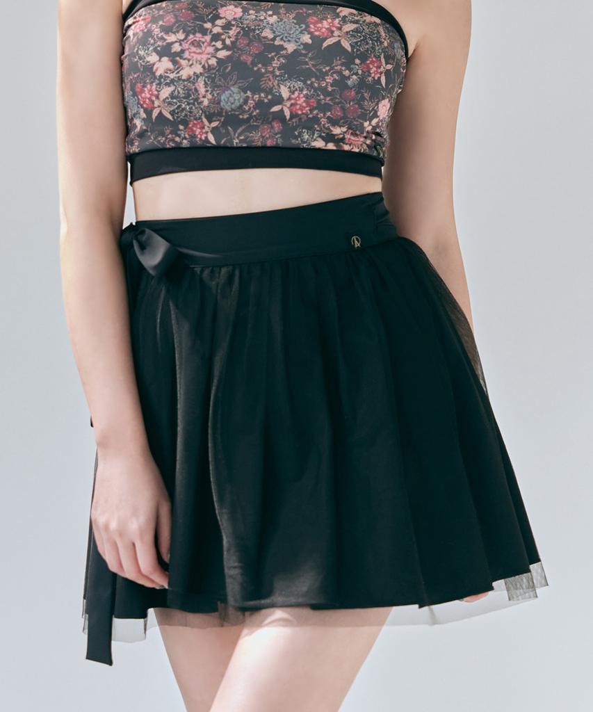 Foriz [Eclat Skirt_Black] Reversible Wrap Flare Mini Skirt