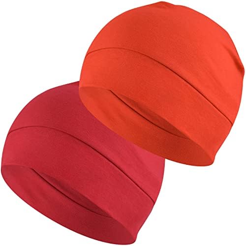 Confezione da 2 berretti Headshion leggeri 100% cotone, cappelli per dormire, berretti con ricamo 3D a teschio per uomo e donna, fodera traspirante per casco