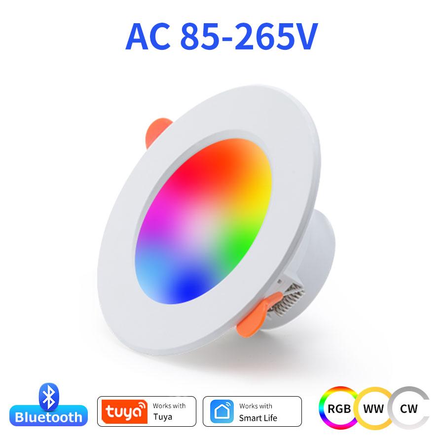 AC 85-265V 220V 10W Smart Bluetooth Downlight Dimmable RGBCW Ceiling LED Down Light Smart Life App Control Living Room Decor