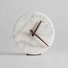 Decorative Table Clock Compact Round Marble Face Small Timepiece for