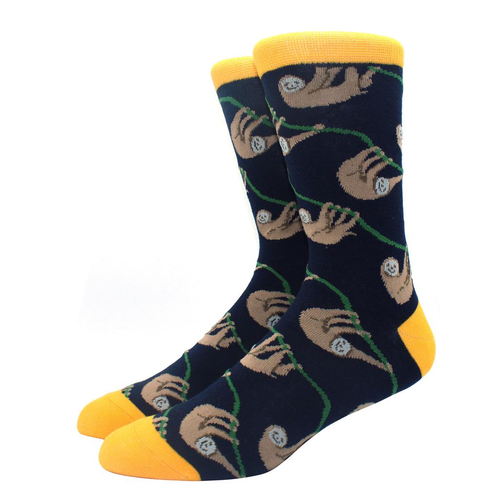 New Hiphop Cotton Men Socks Harajuku Happy Funny Animal Flamingo Penguin Chili Dress Socks for Male Wedding Christmas Gift