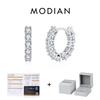 MODIAN D Sparkling Moissanite Ear Buckles Lab Diamond 925 Silver Luxury Hoop Earrings for Women Jewelry Gifts