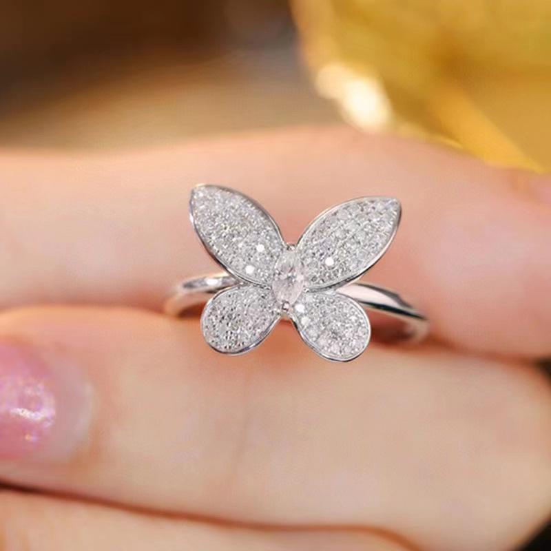 Korean Elegant Butterfly Diamond Ring for Women - High-End, Versatile, Stylish Adjustable