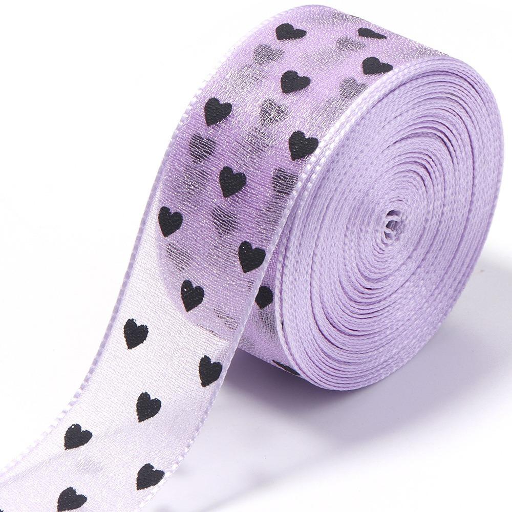 Heart Print Heart Ribbon Sheer Organza Craft Ribbon Gift Embellish Organza Tape Garment Trim