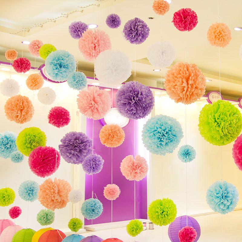9pcs 8 10 Tissue Paper Pom Poms Ball Wedding Birthday Party Baby Decor Room