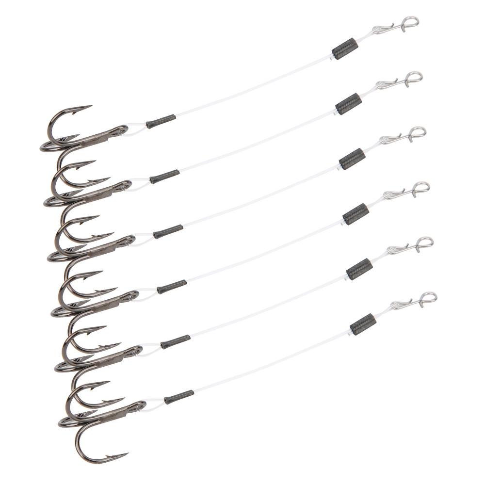 6PCS Durable Stainless Steel Fishing Hooks 10cm Length Lightweight Bait Hooks Treble Hooks Fishing Accessory