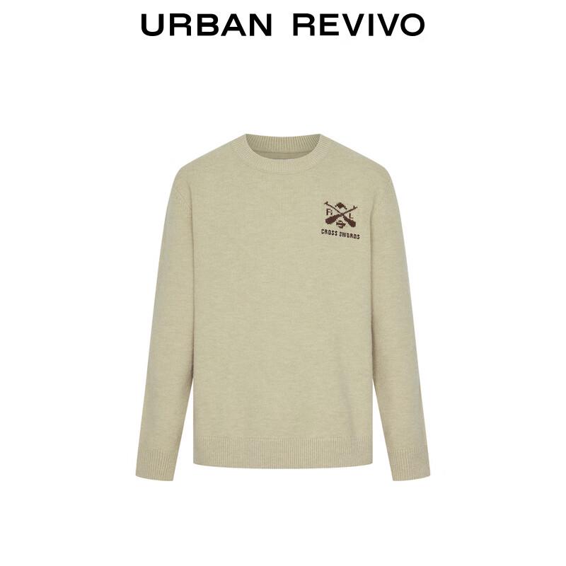 UR Men's Contrast Jacquard Round Neck Knit Sweater