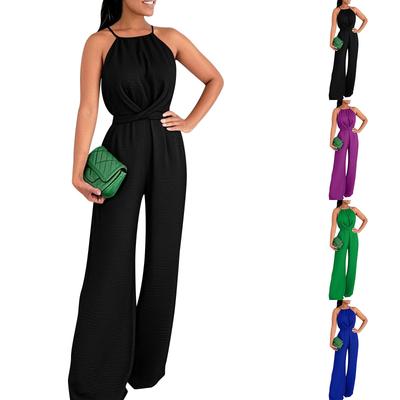 Women's Color Sleeveless Trousers Slim-fit Jumpsuit