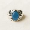 Blue Oval Chalcedony Signet Ring, 925 Sterling Silver, Handmade Minimalist Boho Style Jewelry