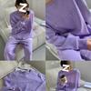 Purple Sports Casual Suit for Women, Spring and Autumn Fashionable Loose Sweatshirt and Trousers Two-piece Set