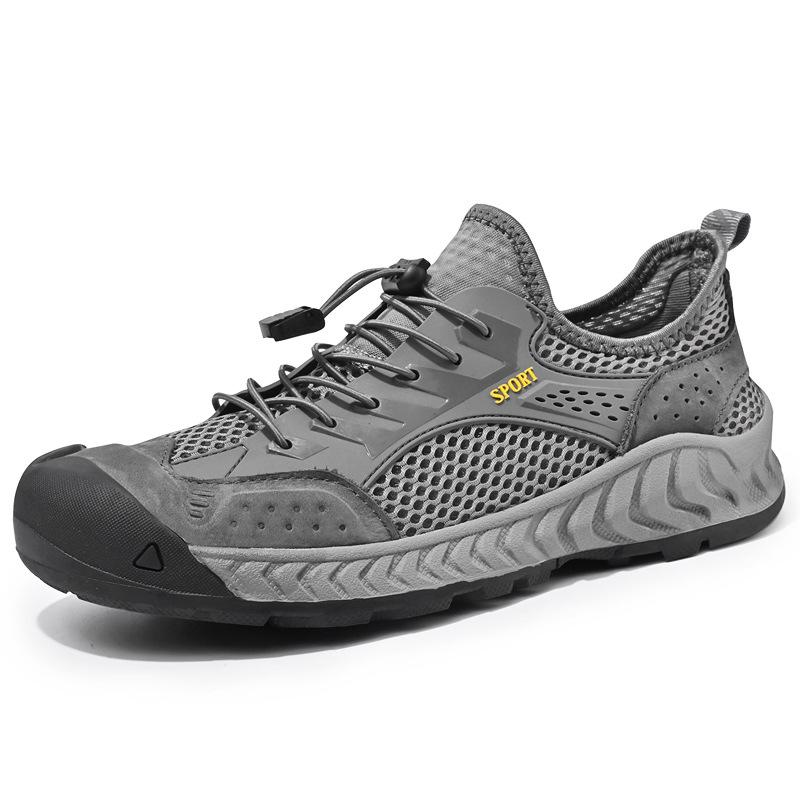 

Outdoor hiking shoes men s thin breathable fly-woven sneakers Standard shoe size сірий колір