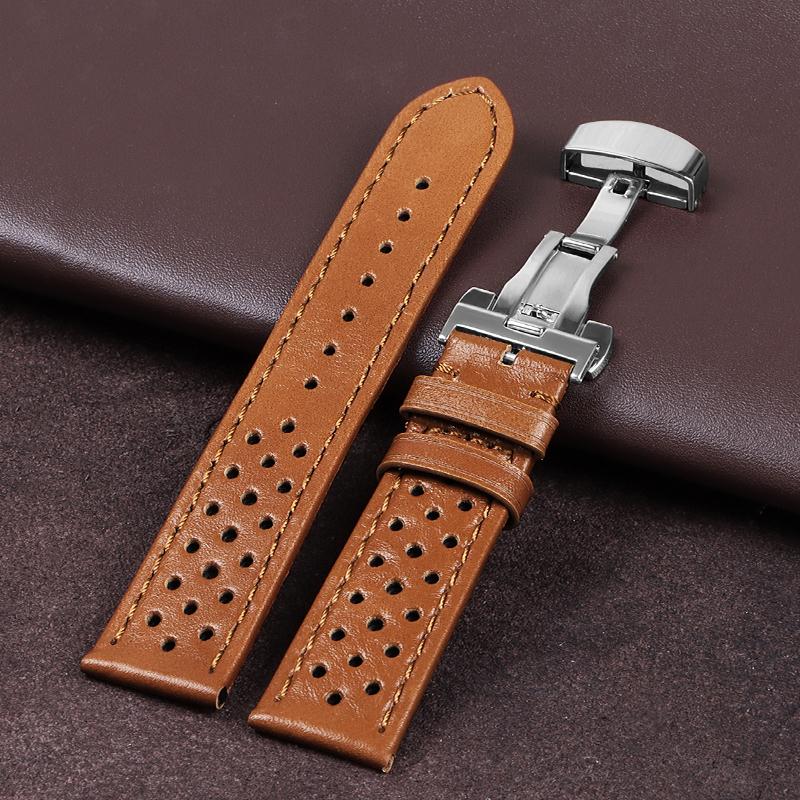 

Ремешок для часов из воловьей кожи 18 мм 20 мм 22 мм для Tag Heuer Мужской ремешок для часов Универсальные аксессуары для часов Браслет Коричневый 18mm