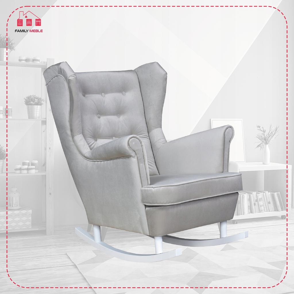 Diana Rocking Chair, Scandinavian, Family Meble, Grey-beige Velvet