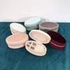 Divided Compartments Velvet Jewelry Display Box Oval Shape Travel Jewelry Case Anniversary Gift
