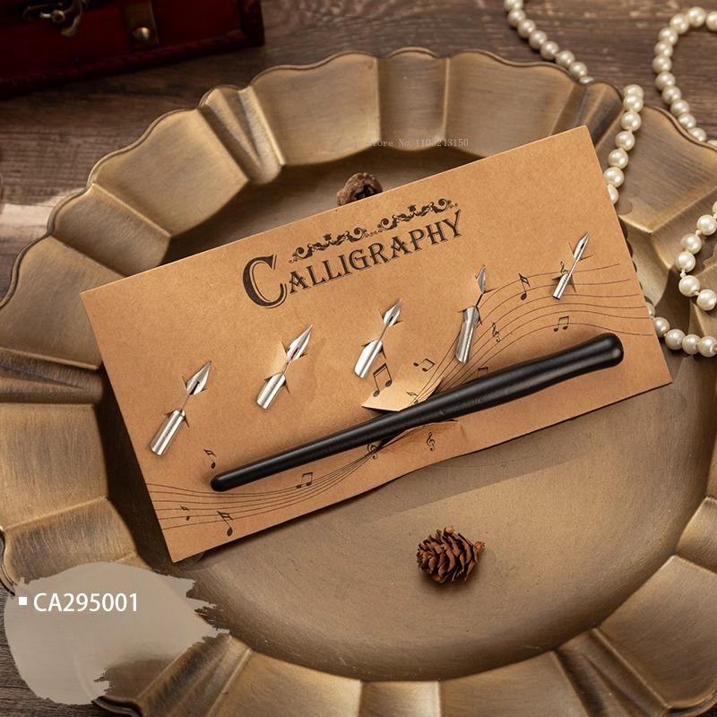 Card-mounted Solid Wood Watercolor Pen Pole with Tip Set Students' Calligraphy Writing Hand-drawing Comic Creation Dip Pens