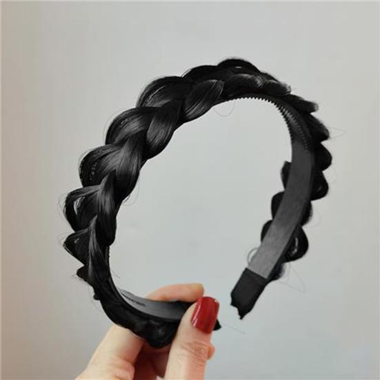 Wig Headband Anti-Slip Tooth Design Fluffy Fishbone Braid Texture Hair Hoop
