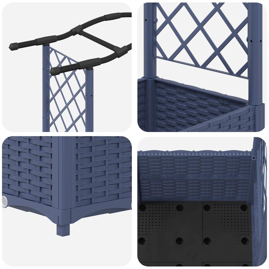 Elevated Planter with Trellis and Hanging Roof Gray 164 x 40 x 142 cm PP