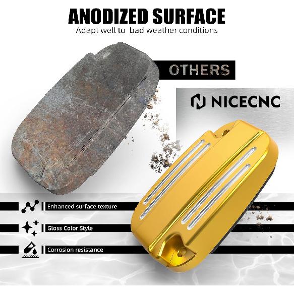 NICECNC Gold Front Brake Master Cylinder Cover Cap with Fluororubber Gasket Brake Pump Cover Compatible with Harley Revival FLH 2021, Replacement for