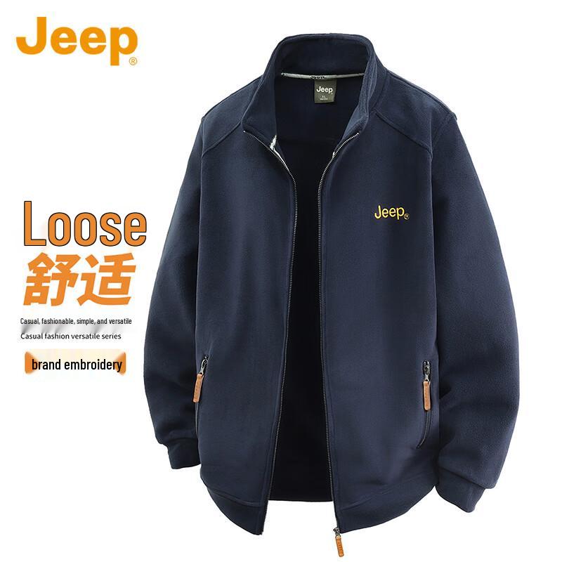 JEEP Men's Stand-Collar Fleece Casual Jacket
