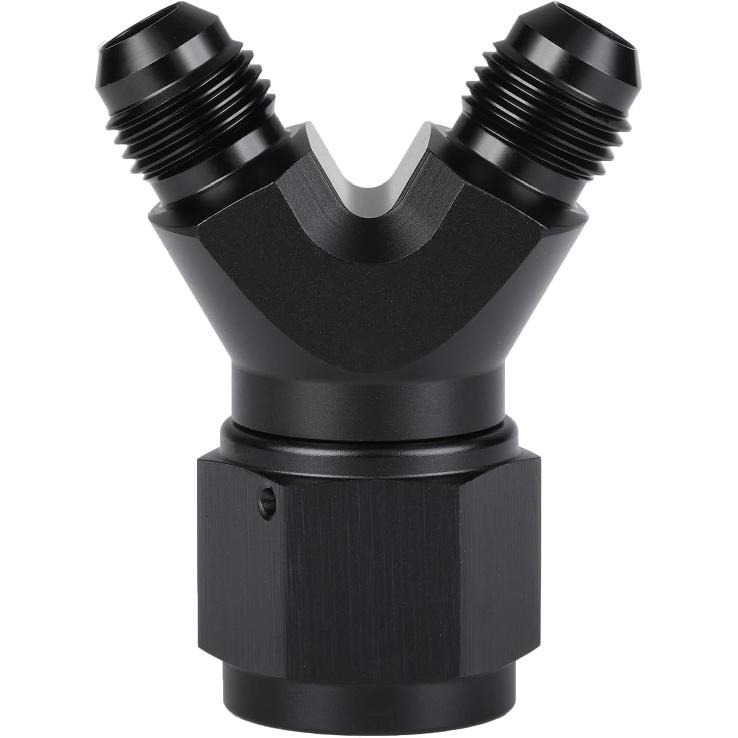 4AN Female to Dual 4AN Male Y Block Fitting Splitter Adapter Union Aluminum Black