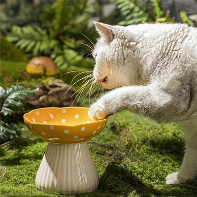 For Flat Incline Cat Plate Mushroom For Food& Water Bowl Elevated Shelf,Beard-Friendly Raised Cat For Food Bowl