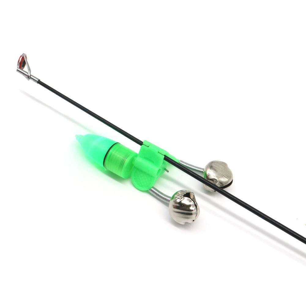 10Pcs Rod Tip Clamp Fishing Pole Fish Bite Lure Alarm Alert Twin Bell Ring Clip