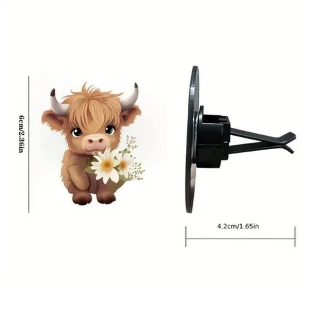 Air Freshener Clips Car Scent Diffuser Vent Clip 2D Cute Highland Cow Shape Odor Eliminator For Automotive Vehicle Truck Minivan