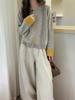 Damen Retro Wollstrick-Cardigan im koreanischen Stil - Einreiher, Weich, Flauschig, mit Patchwork-Bündchendesign für Herbst/Winter 2026.