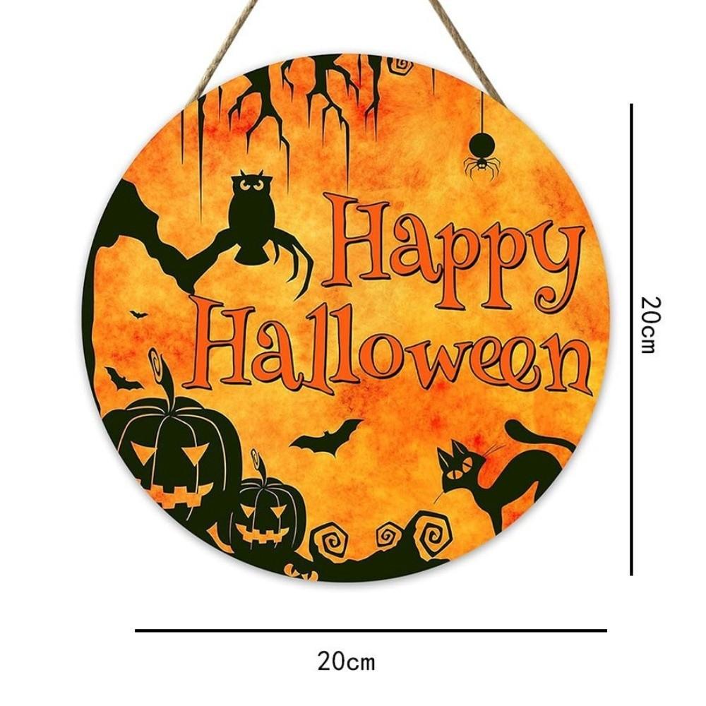 2D Halloween Wooden Sign Spooky Ghost Pumpkin with Rope Halloween Wood Ornament DIY Halloween Welcome Sign Garden Hanging Decor