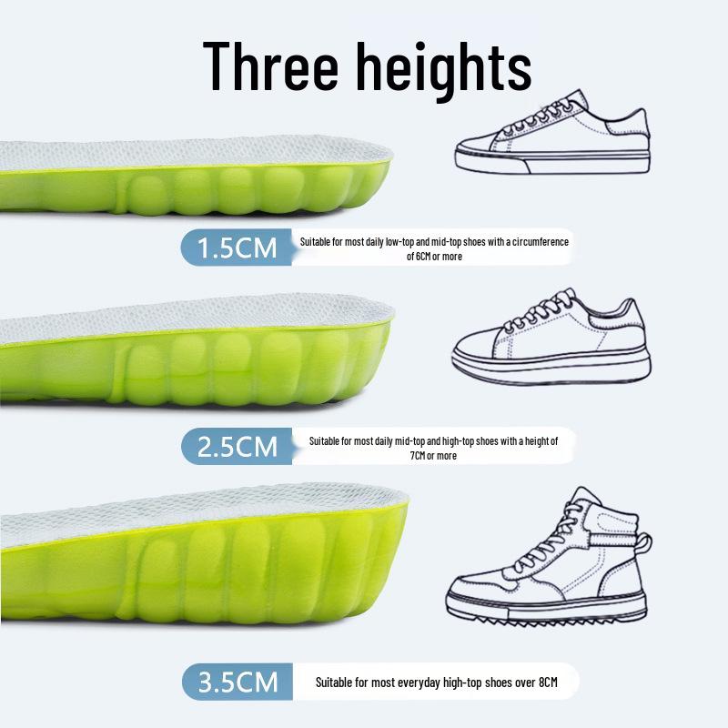 Unisex Height-Boosting Insoles: Sweat-Absorbing, Odor-Proof, Comfortable, Shock-Absorbing for Sports.