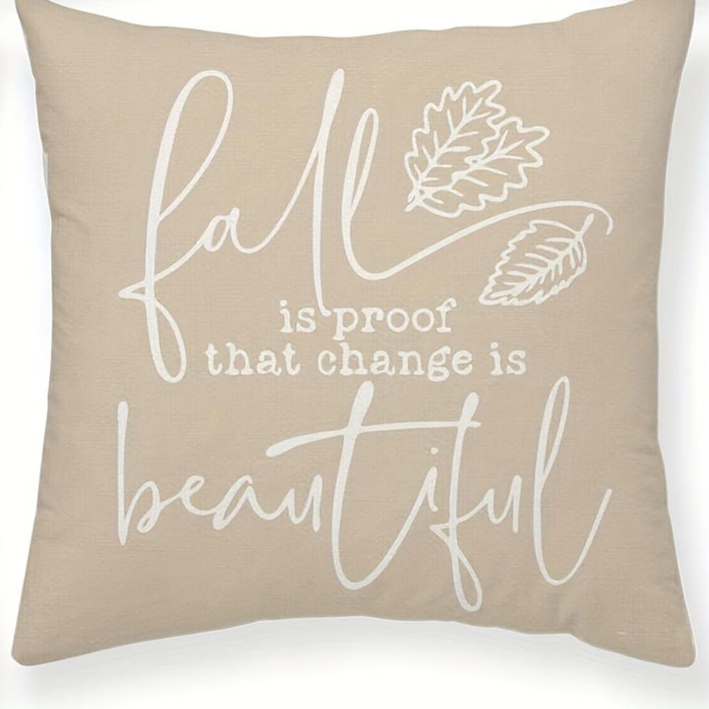 

Charming Autumn Pillow Cover: Pumpkins, Dried Plants and Inspiring Fall Quotes, Sofa Chair Cushion Cover, Bedroom Room Decor 16x16in 40x40cm