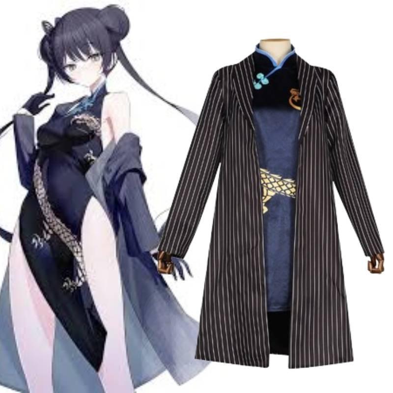 Blue Archive Cosplay Costume Feisai Cheongsam Suit With Windbreaker Set For Women