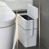 Bathroom Trash Bin with Toilet Brush Trash Can Automatic Packaging Garbage Bin with Press Top Lid for Kitchen Toilet