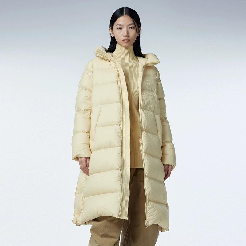 Long thickened white duck down big quilt down jacket women's winter puffs loose couple bread jacket