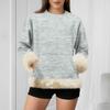 Women's Casual Round Neck Long Sleeve Sweatshirt Solid Color Sweatshirt