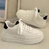 Spring Autumn White Shoes Woman Vulcanize Sneakers Breathable Leather Casual Shoes Flat Platform Shoes Thick Sole Ladies Shoe