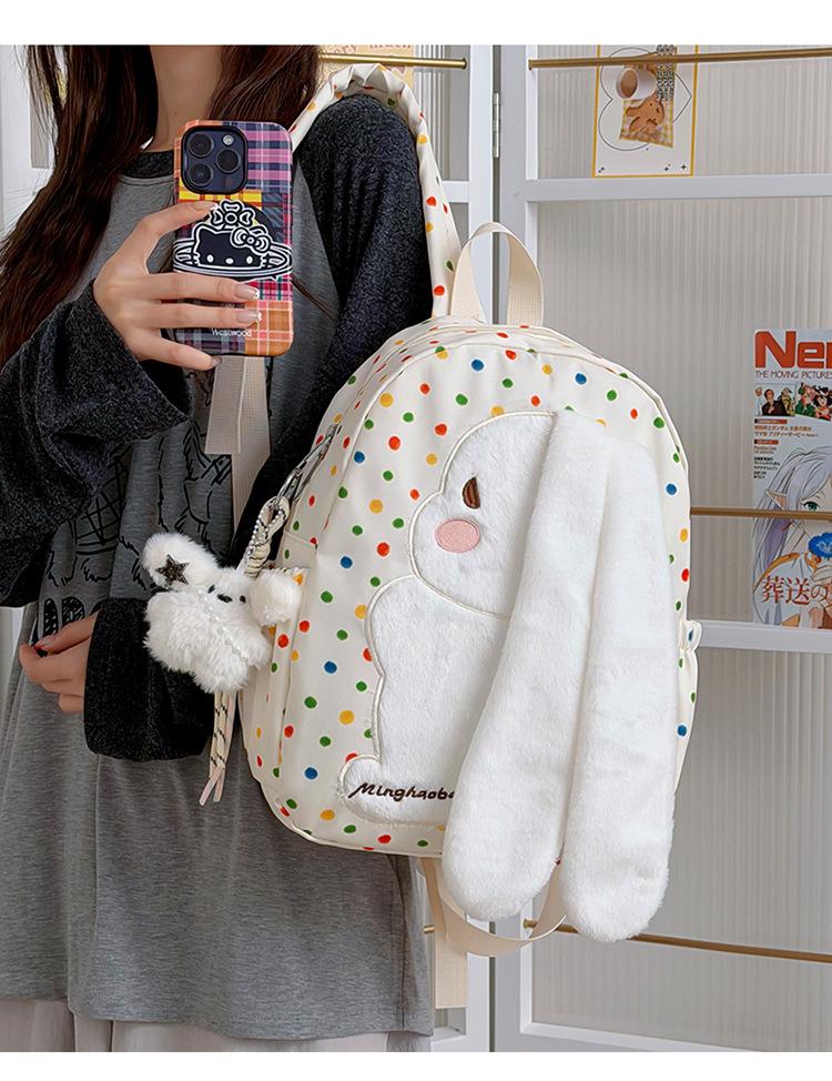 Schoolbag cute soft girl polka dot dog schoolbag 1011 new middle and high school students backpack college student travel backpack