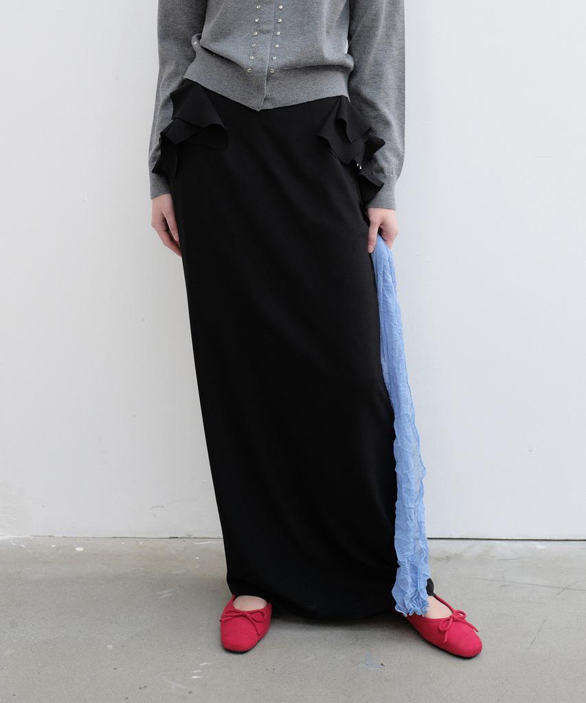 Yunse Ruffle Long Skirt (Black)