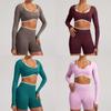 Seamless Yoga Set Long Sleeve Fitness Wear With Moisture Wicking For Women Outdoor Running