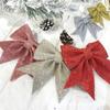 2pcs 20cm Sparkling Glitter Christmas Bow  Holiday Indoor Outdoor Decorations