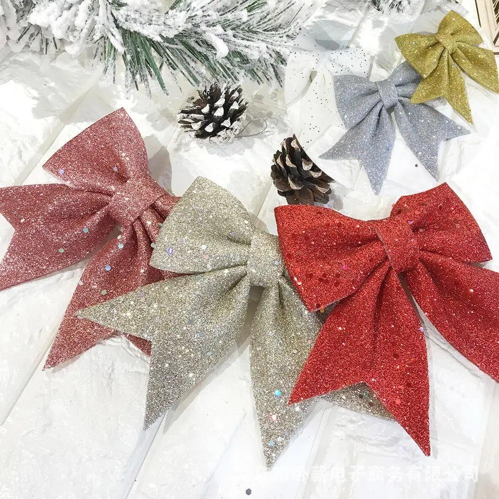 2pcs 20cm Christmas Tree Bowknot Ornaments Holiday Indoor Outdoor Decorations