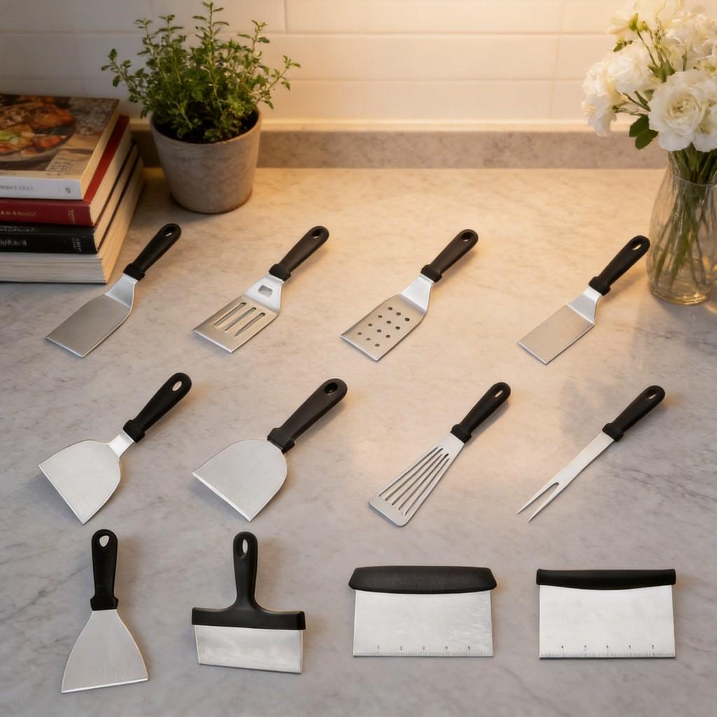 Stainless Steel Steak And Pancake Spatula With Long Handle For Home Kitchen Cooking