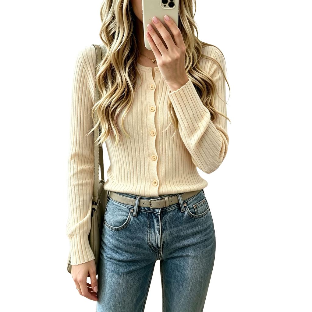 Women's Lightweight Button Front Knit Cardigan Sweater for Everyday Casual Wear