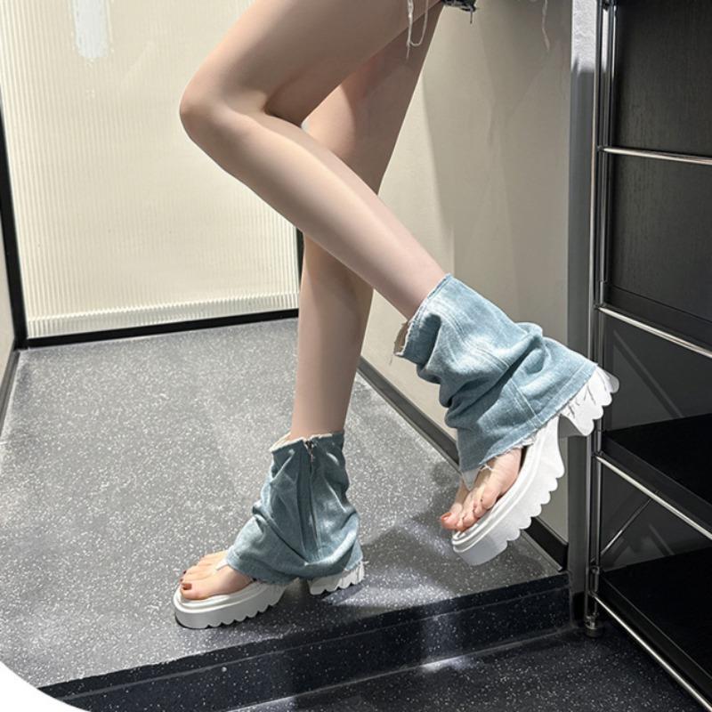 2025 New Summer Women's Sexy Short Boots Street Style Big Toe Trouser Cowboy Booties Motocycle Womens Sandalies De Mujer